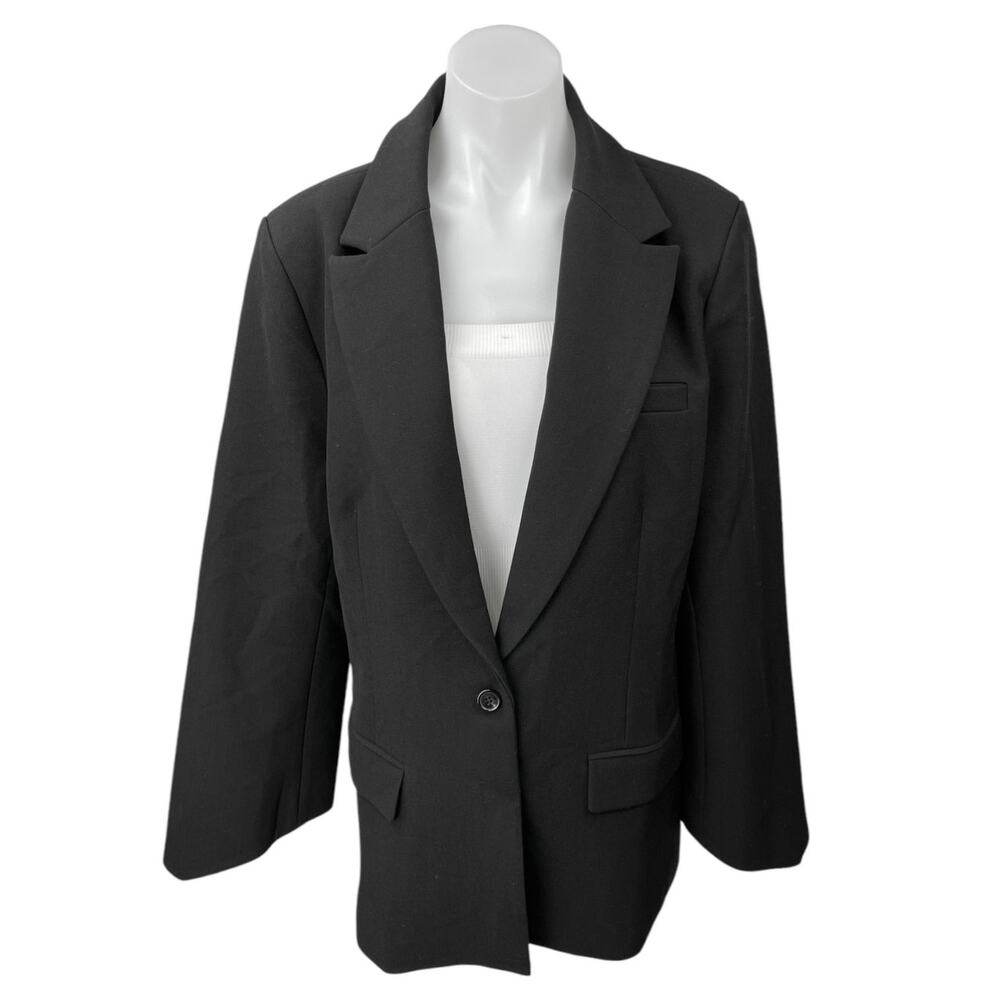 Oddmuse Women's Black One Button Notch Collar Pockets Blazer Coat Jacket Size L